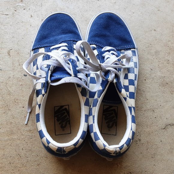Vans Old Skool Blue Checkerboard Size 8 womens/Size 6.5 mens shoes - Picture 2 of 9
